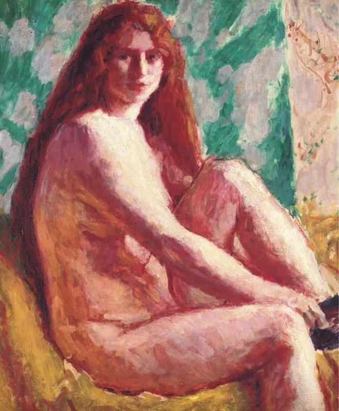 Nudo seduto con capelli rossi